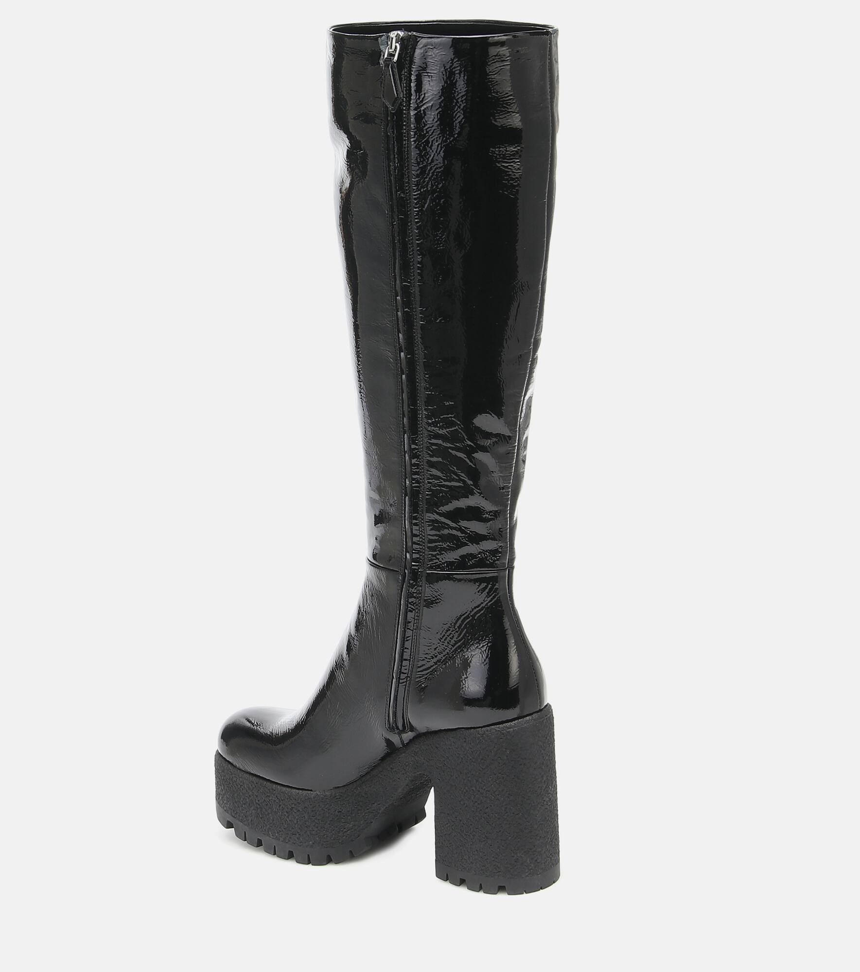 Leather platform knee-high boots - 3