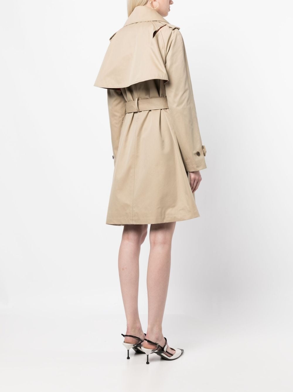 belted-waist above-knee trench coat - 4
