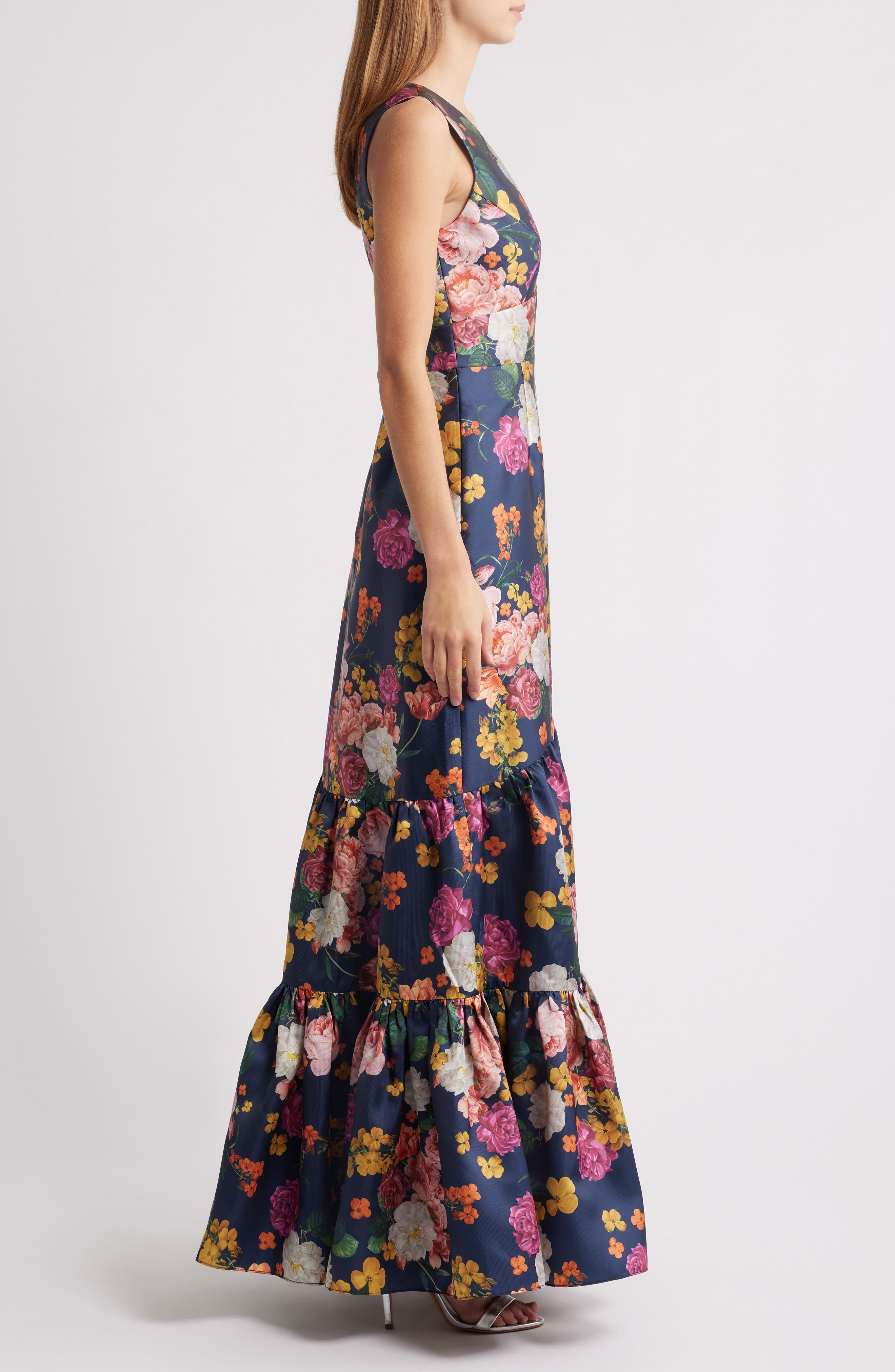 Sachin & Babi Rori Floral Sleeveless Mikado Gown in Midniight Magic Blooms at Nordstrom - 3