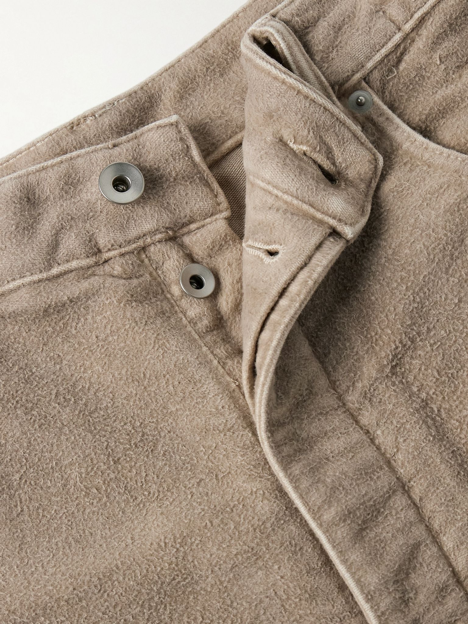 Geth Wide-Leg Brushed-Cotton Trousers Beige - 6