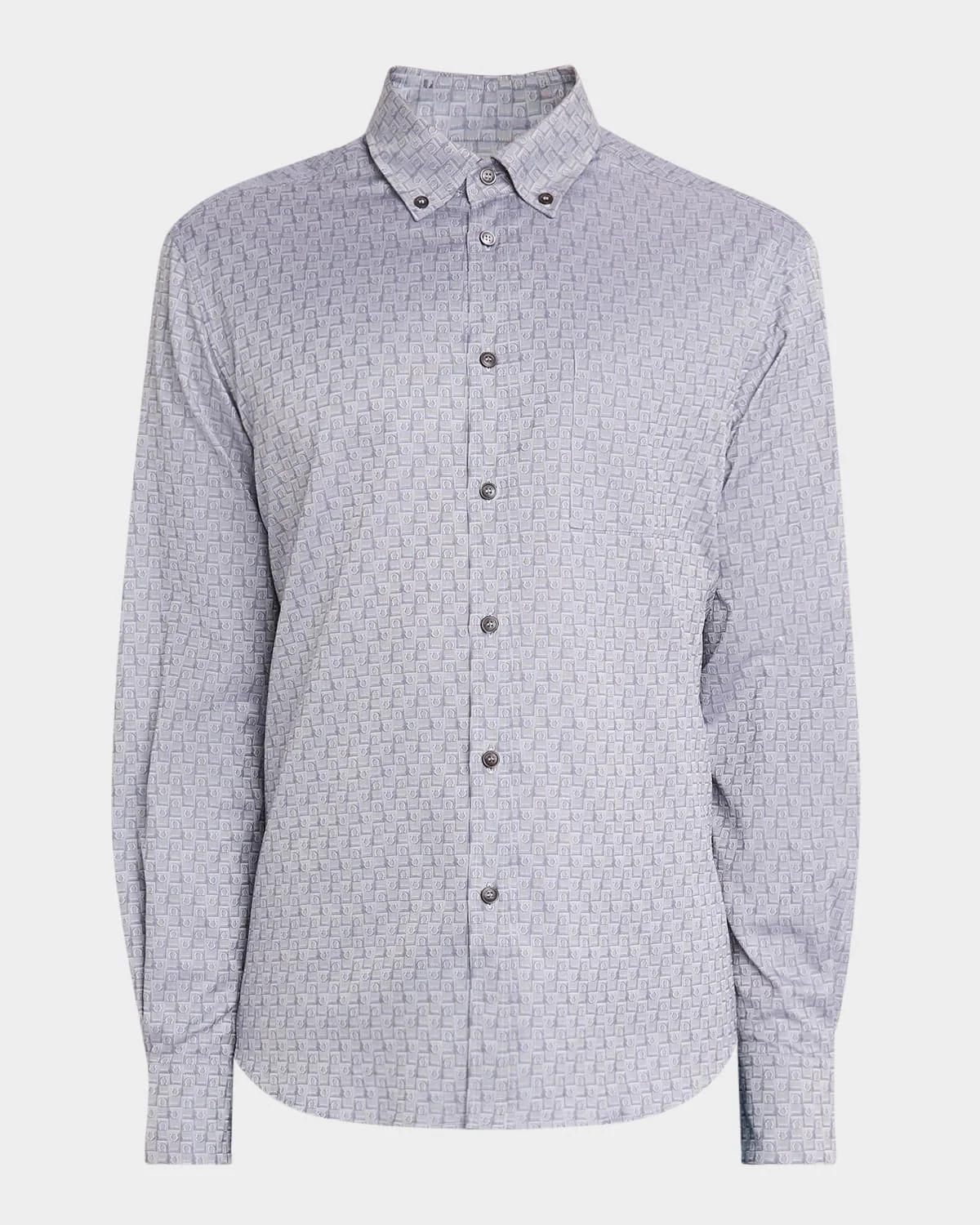Men's Micro-Gancini Cotton Sport Shirt with Pocket - 1