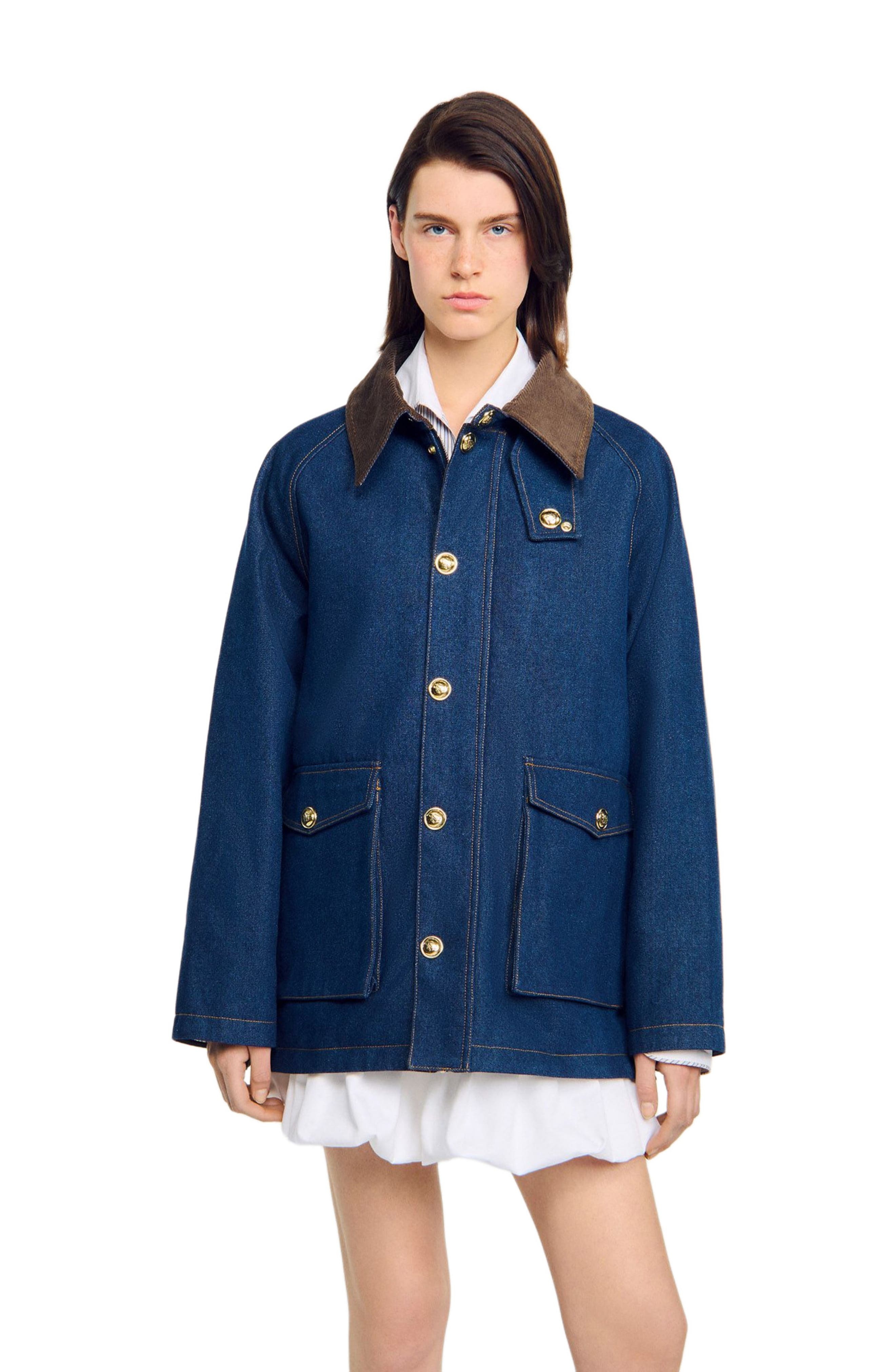 SANDRO Denim workwear jacket in Blue Jean at Nordstrom - 4