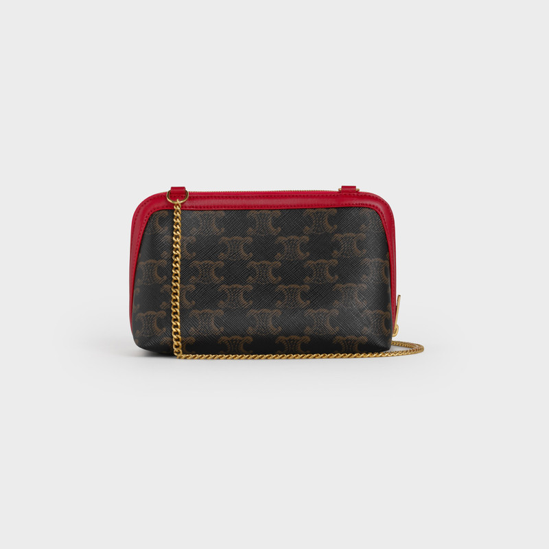 CLUTCH WITH CHAIN IN TRIOMPHE CANVAS AND SMOOTH LAMBSKIN 3