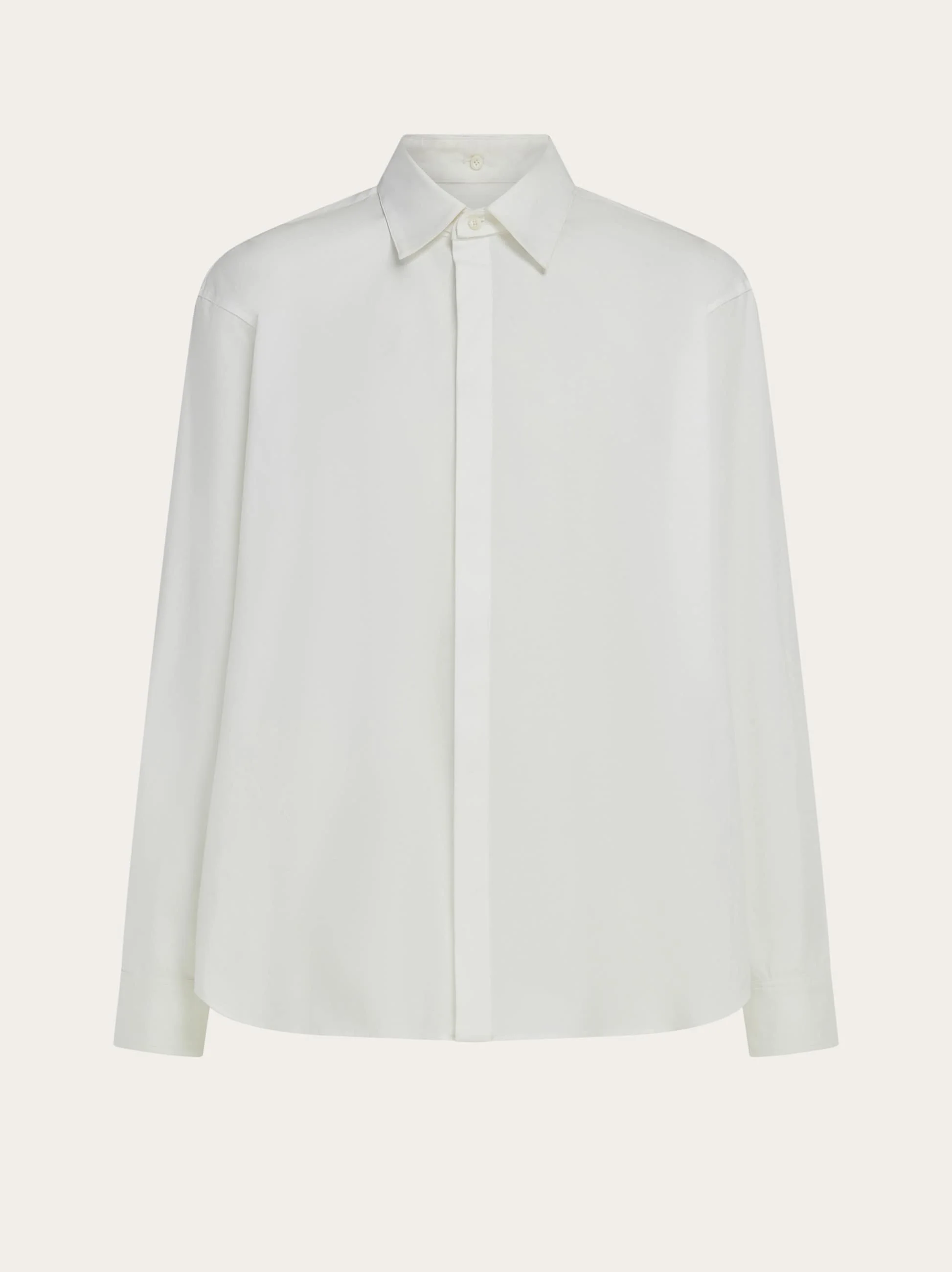 Stretch poplin cotton shirt with adjustable collar - 1