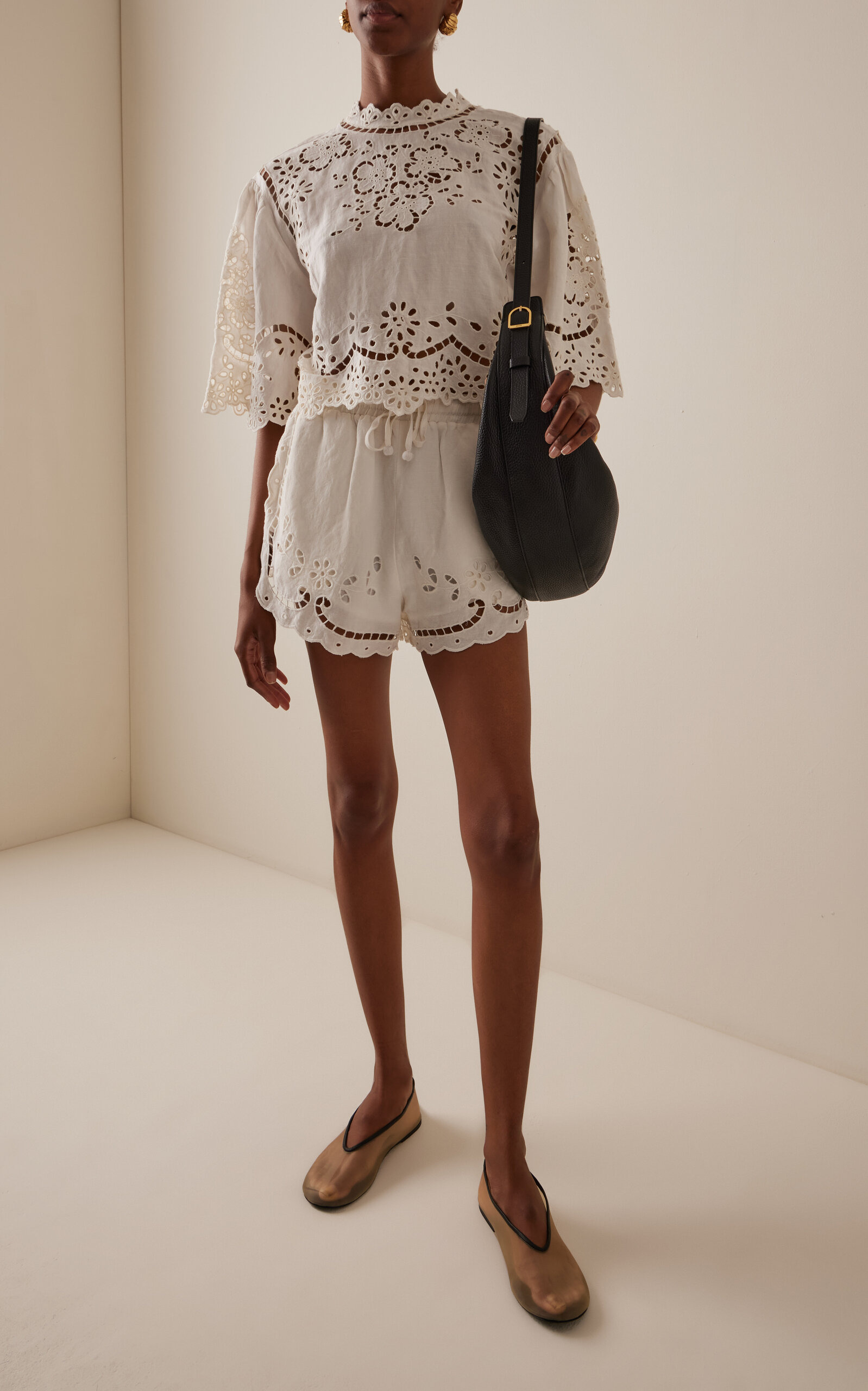 Lula Embroidered Linen-Blend Top white - 3