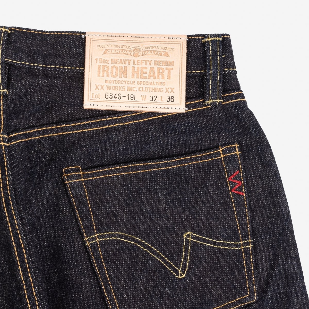 IH-634S-19L 19oz Left Hand Twill Selvedge Denim Straight Cut Jeans - Indigo - 6