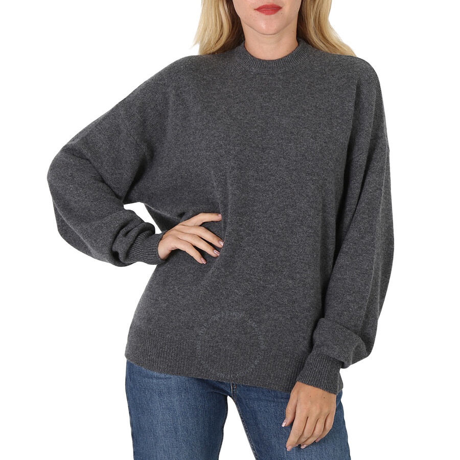 Balenciaga Ladies Anthracite Logo Embroidered Sweater - 3