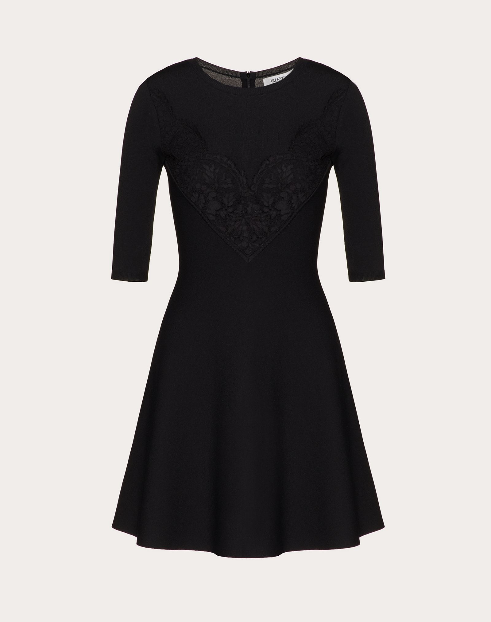 Stretch Viscose and Heavy Lace Knitted Dress - 1