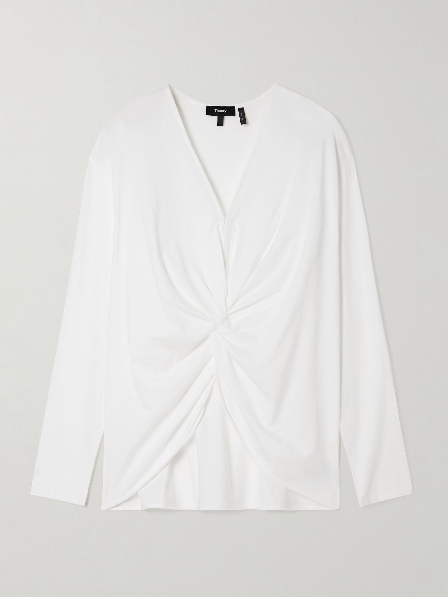 Twist-front Pima cotton blouse White - 1