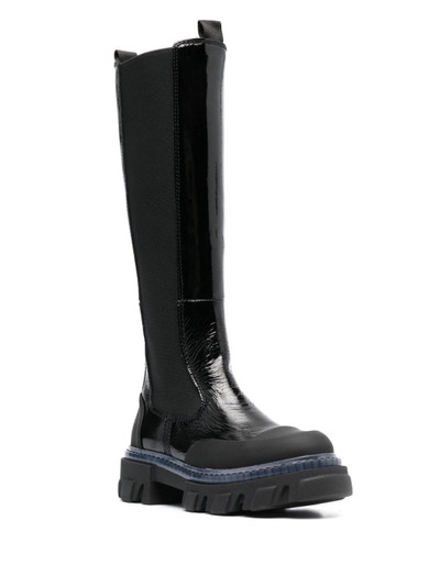 GANNI 50mm knee-high leather boots outlook