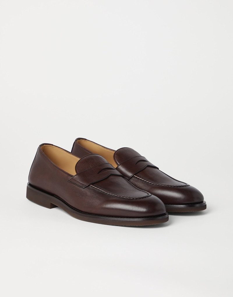 Buffed calfskin penny loafers - 1