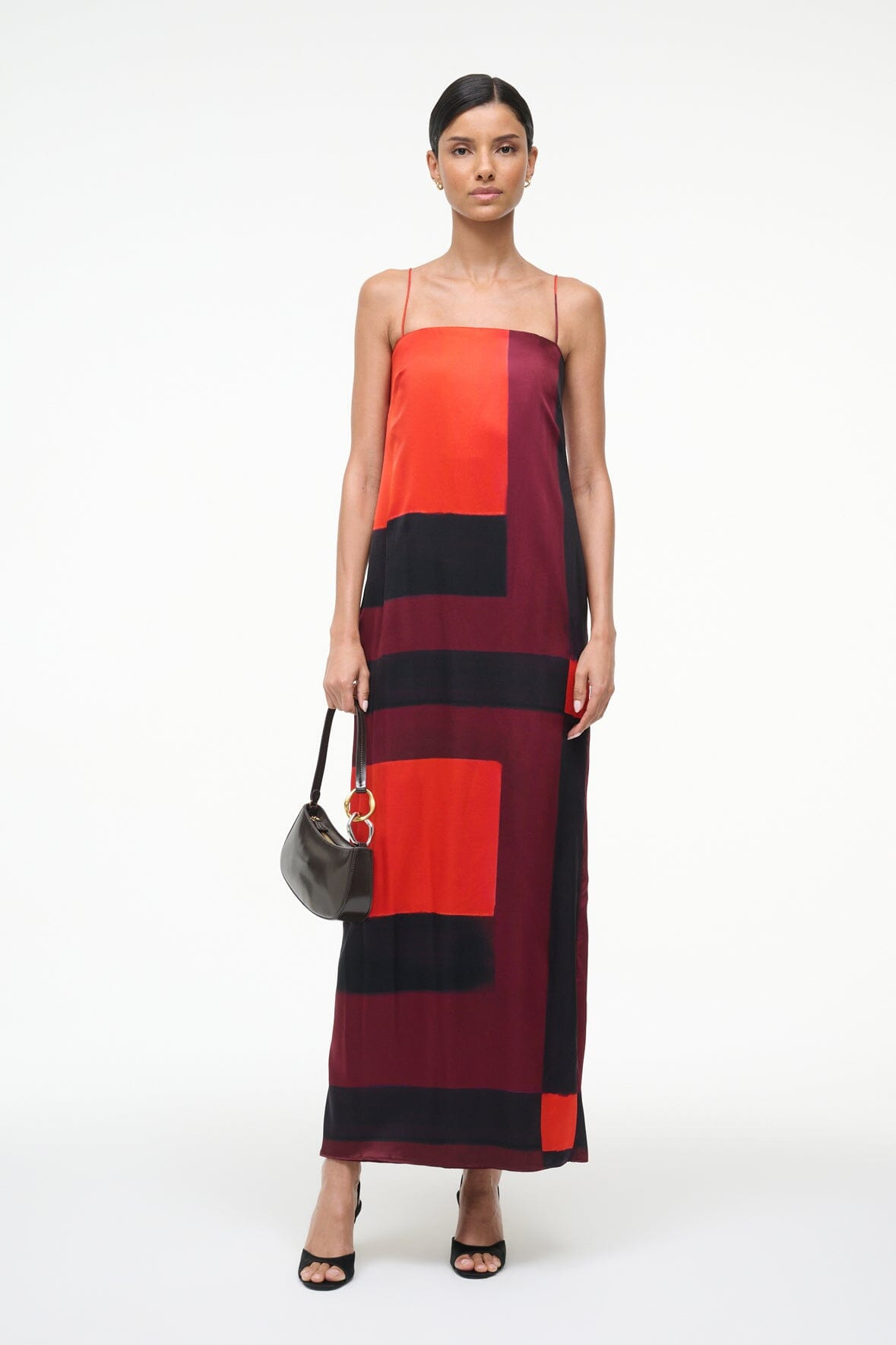 STAUD MAE SILK DRESS RUBY PRISM - 6