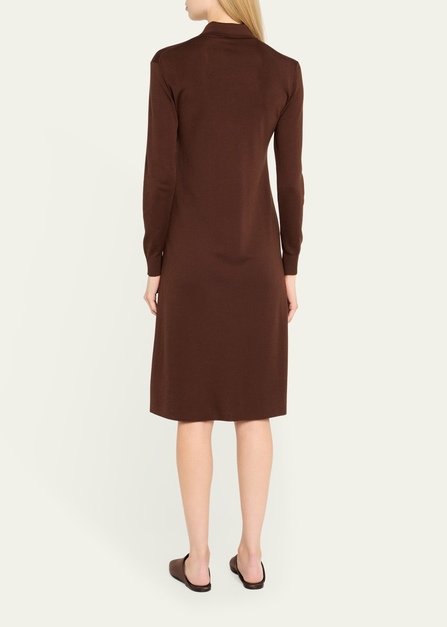 Lyskamm Long-Sleeve Silk Polo Dress - 3