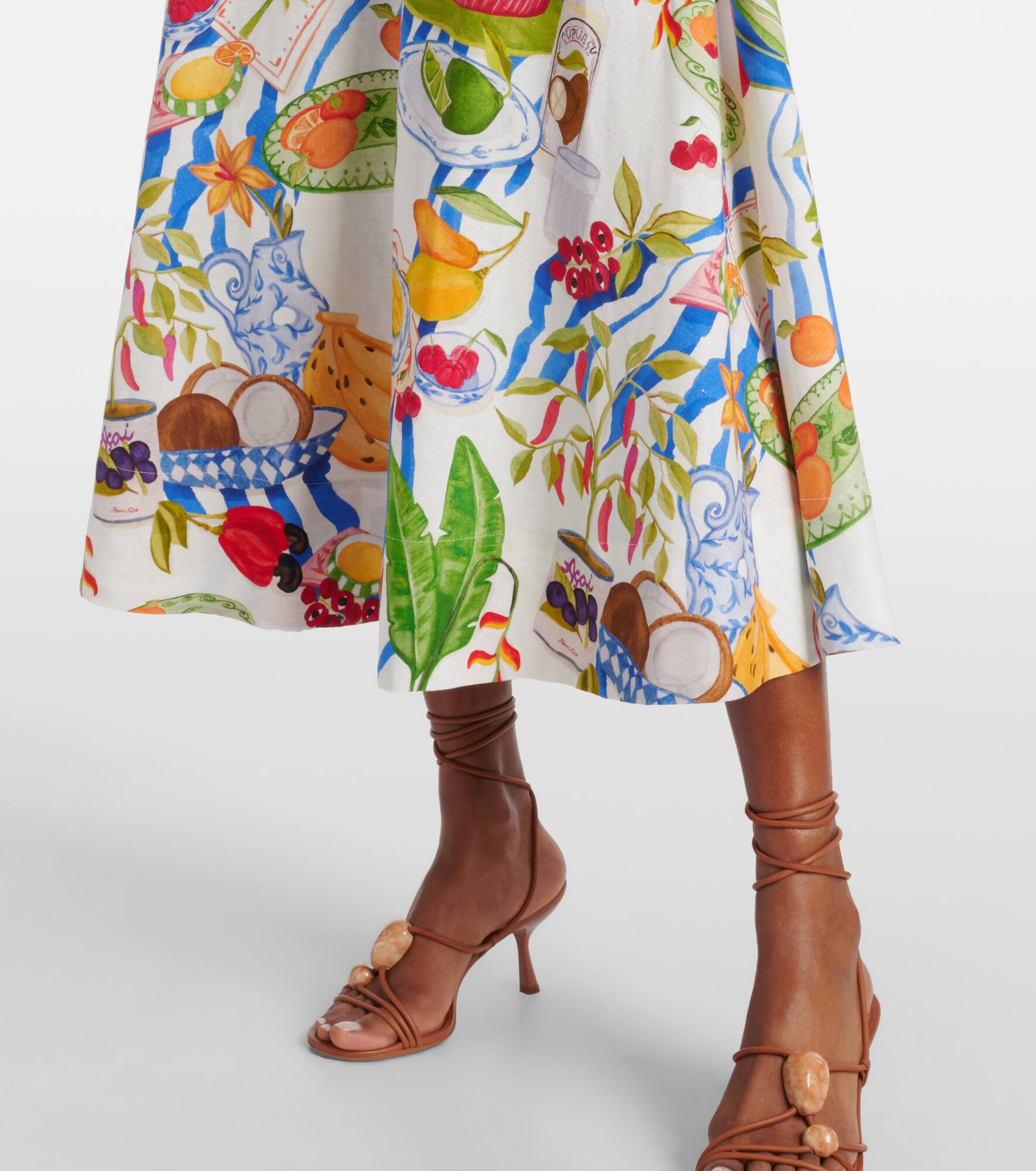 Printed linen-blend midi skirt - 5