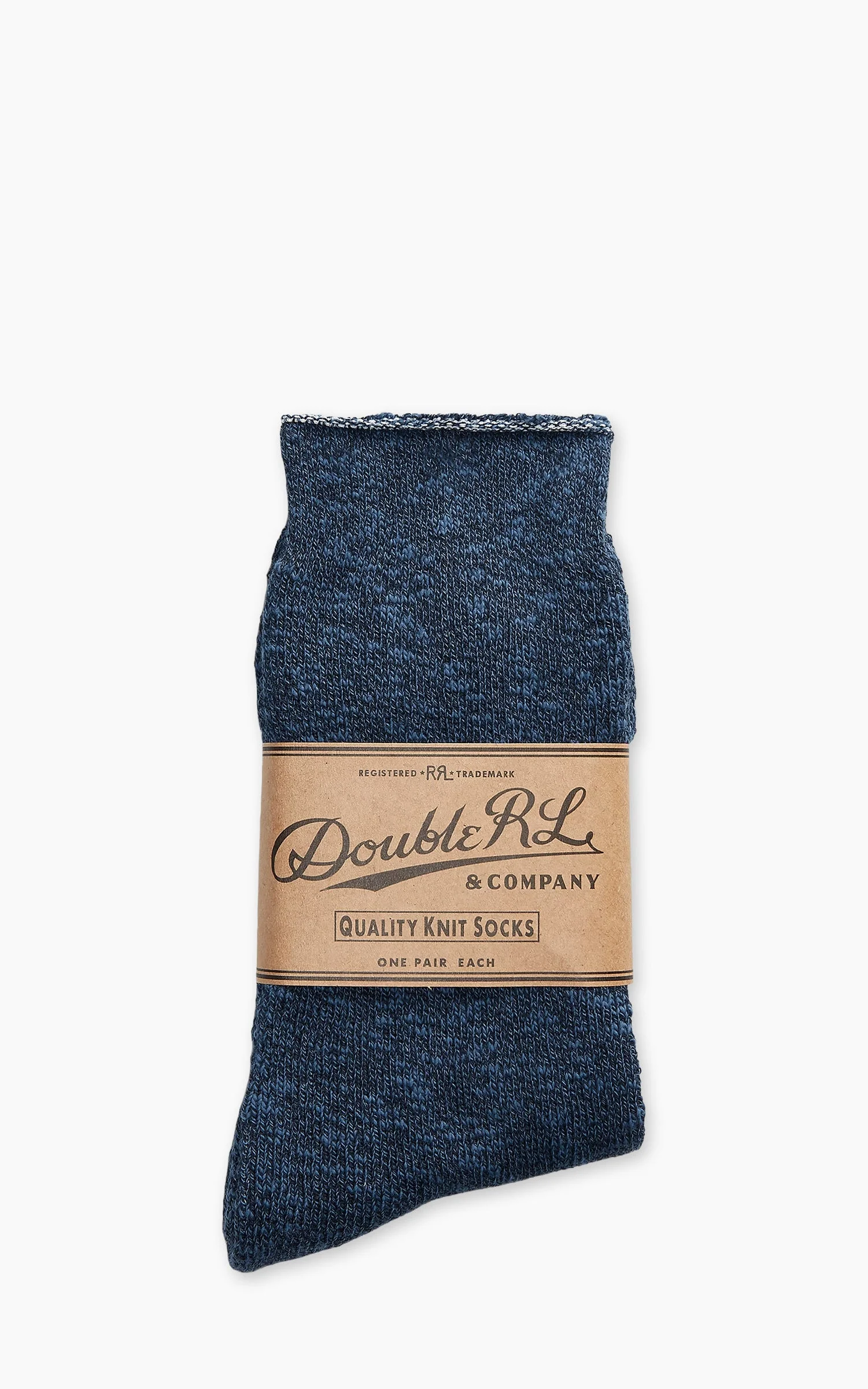 RRL HEATHERED STRETCH COTTON-BLEND SOCKS ROYAL - 1