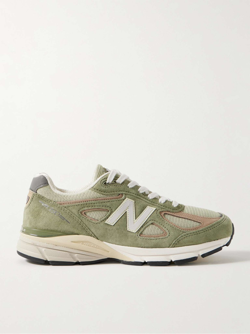 990v4 Leather-Trimmed Suede and Mesh Sneakers - 1