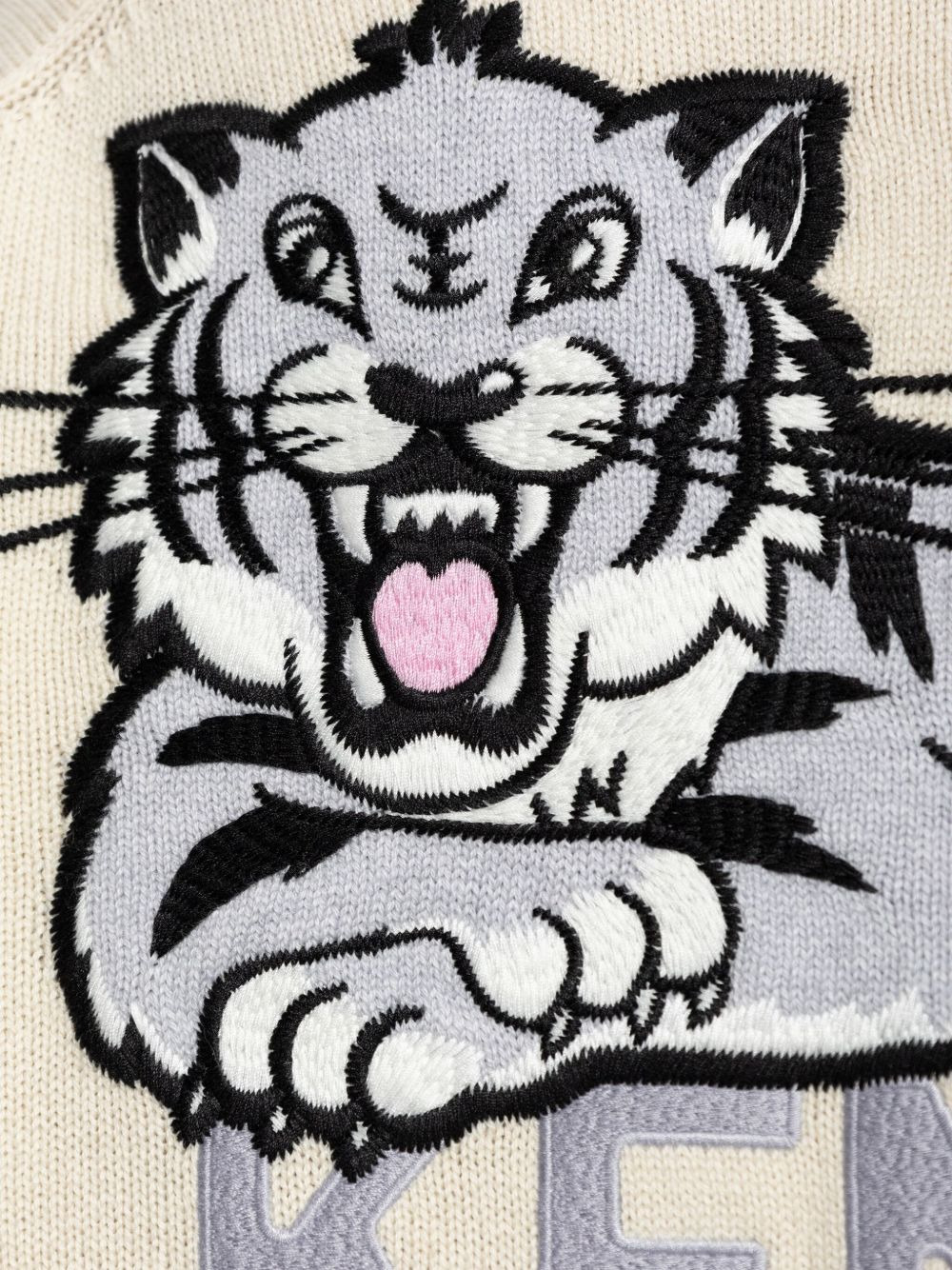 tiger-embroidery buttoned cardigan - 5