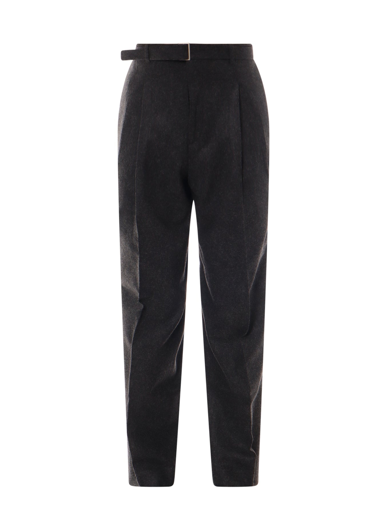 Wool blend trouser with removable belt at waist - 1