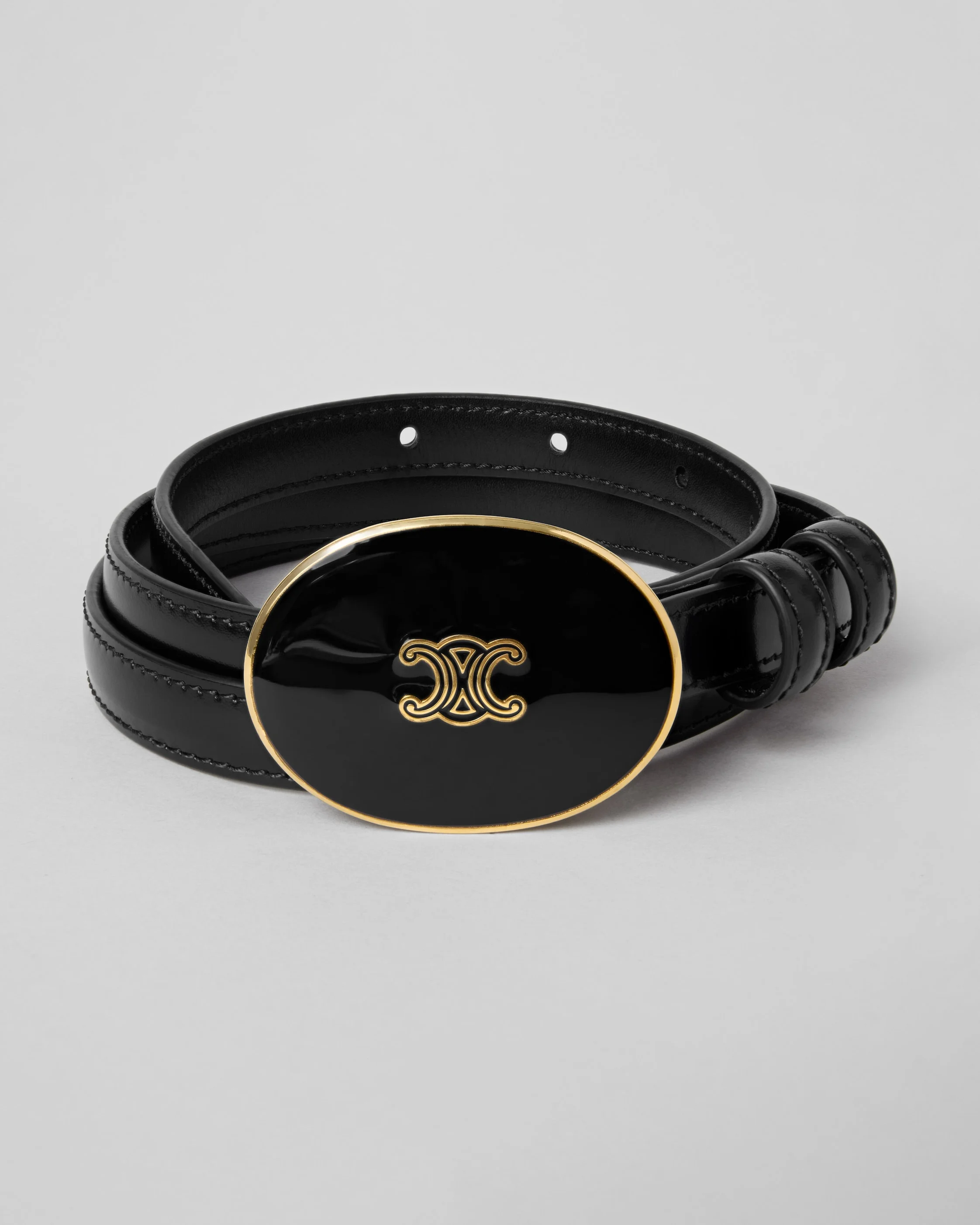ELLIPSE Belt 13 IN TAURILLON LEATHER WITH ENAMELLED BUCKLE - 1