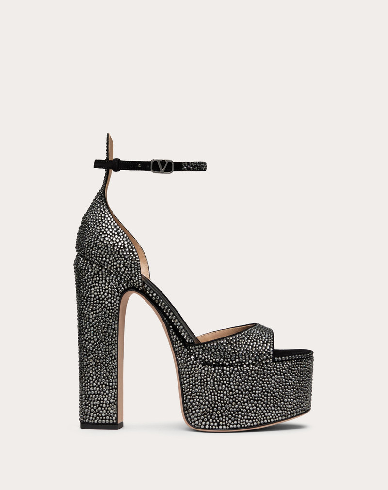 VALENTINO GARAVANI TAN-GO PLATFORM SANDAL WITH RHINESTONES 155MM 1