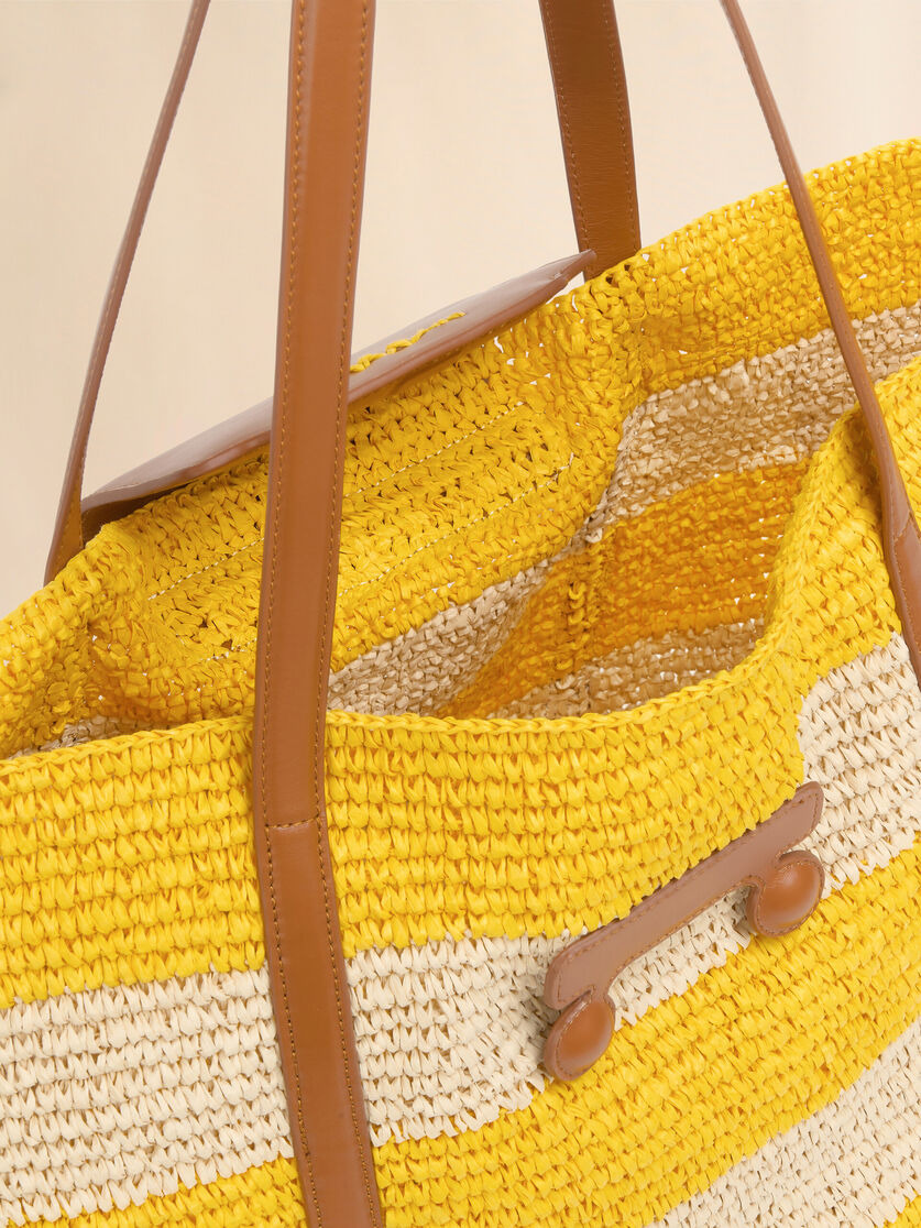MEDIUM YELLOW STRIPE RAFFIA-EFFECT TRUNKAROO BEACH BAG - 4