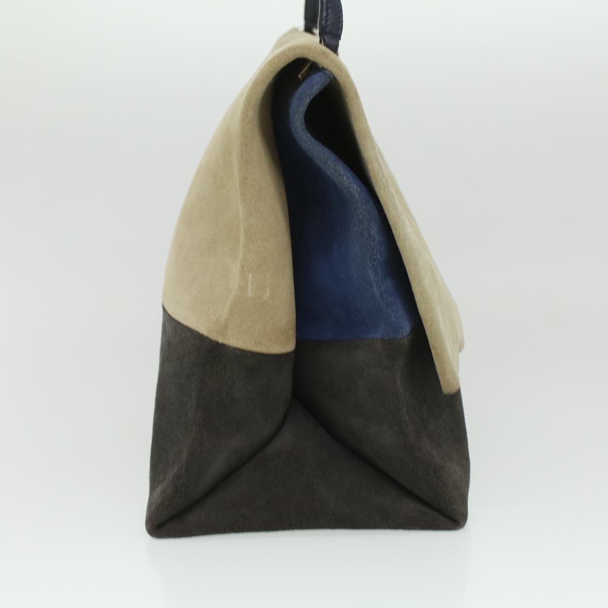 CELINE Shoulder Bag Suede Beige Blue Black - 5