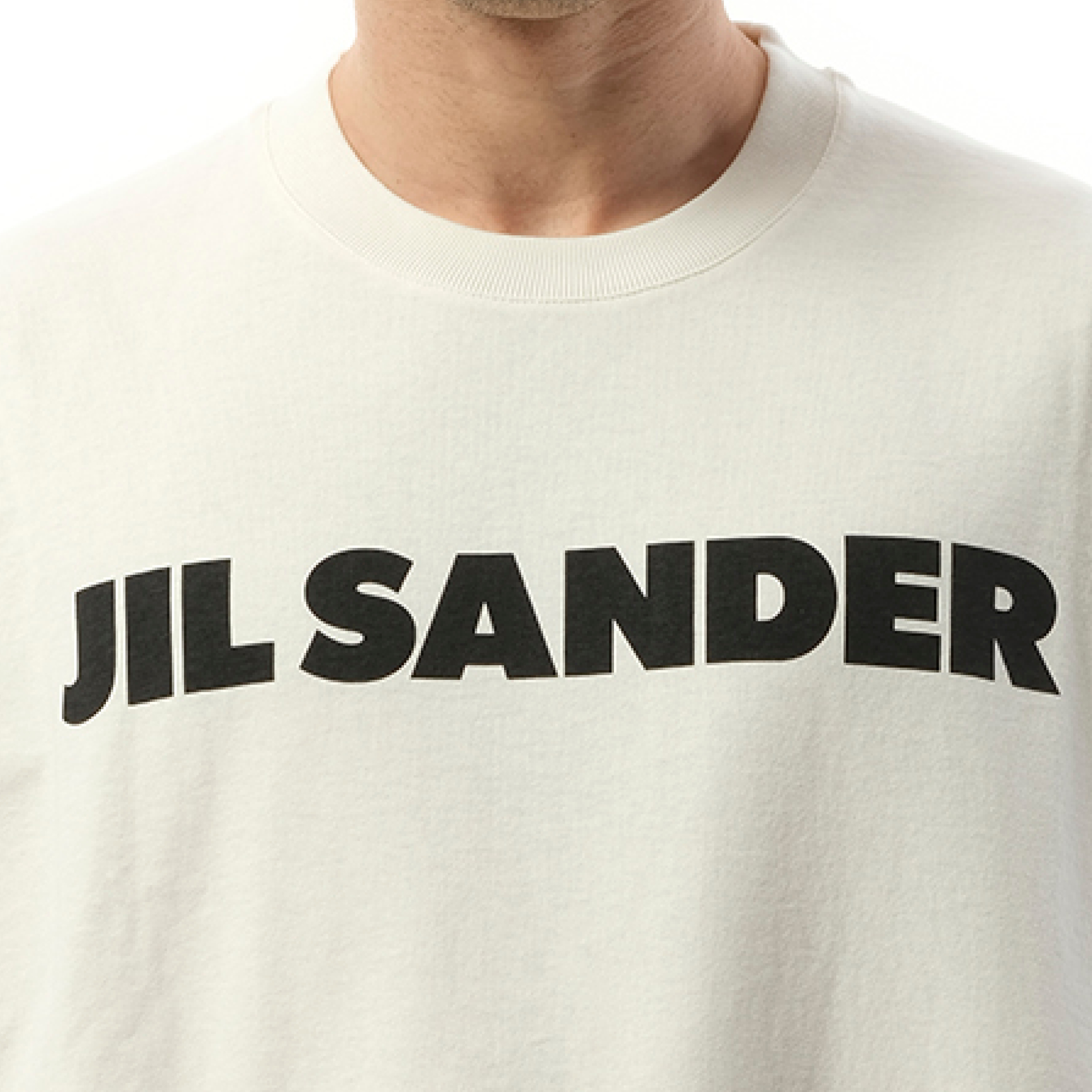 Jil Sander Logo Long Sleeve T-Shirt in Porcelain - 3