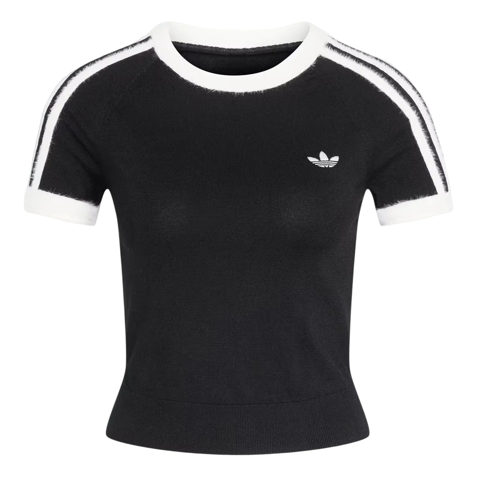 (WMNS) adidas Knitted T-Shirt Asia Sizing 'Black White' KS7375 - 1