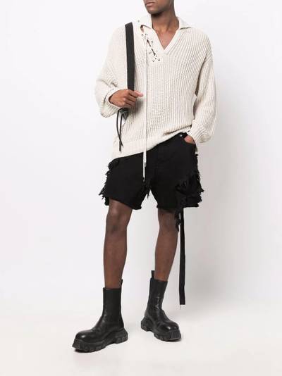 Rick Owens DRKSHDW frayed-detail denim shorts outlook