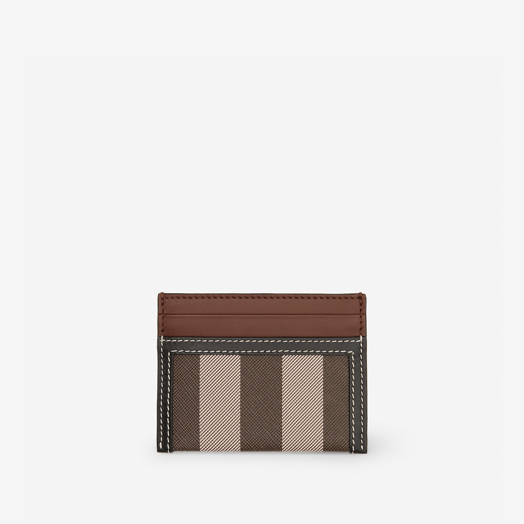 Check and Two-tone Leather Card Case - 1
