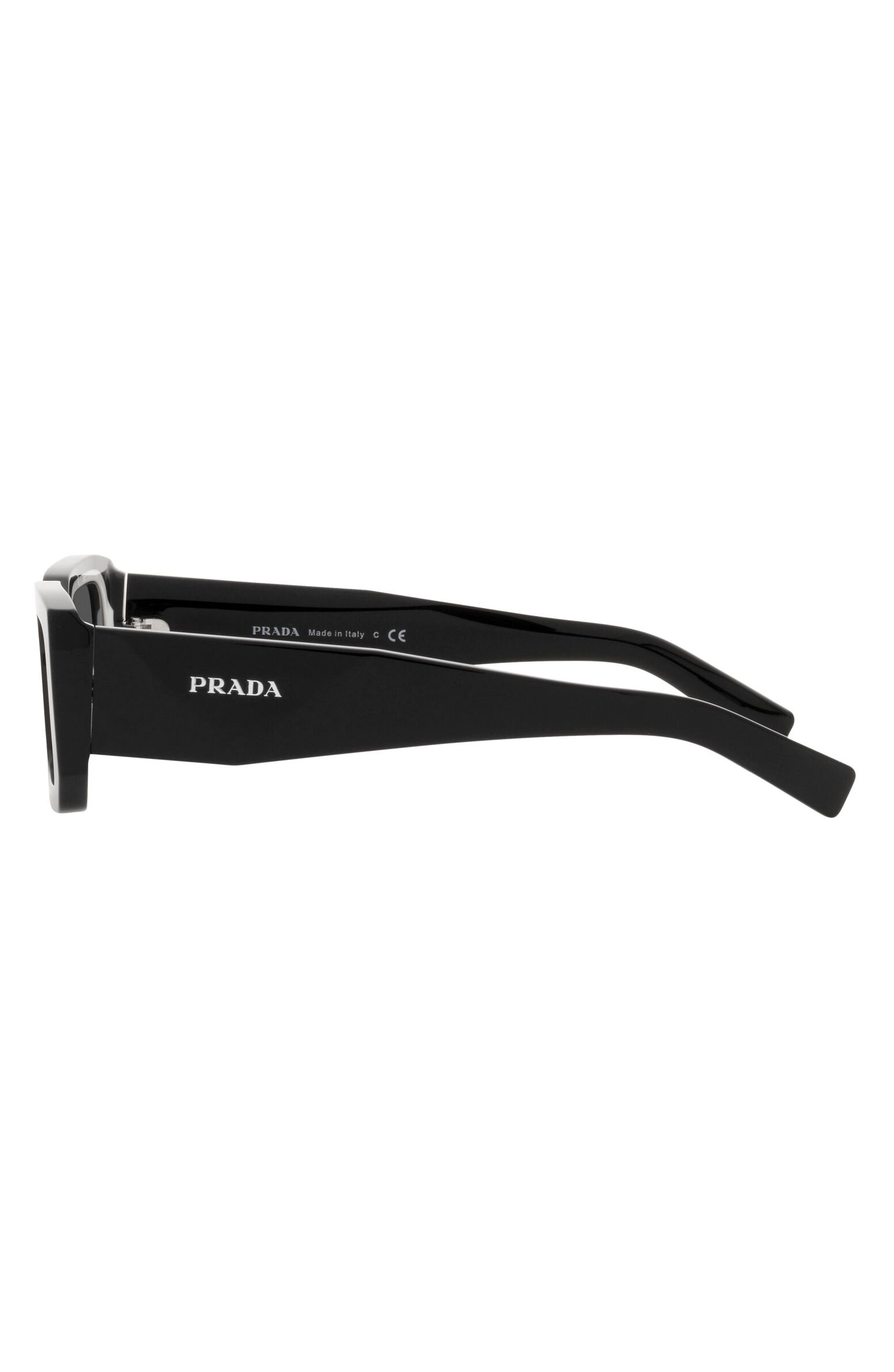 Prada 53mm Rectangular Sunglasses in Black/White/Dark Grey at Nordstrom - 3