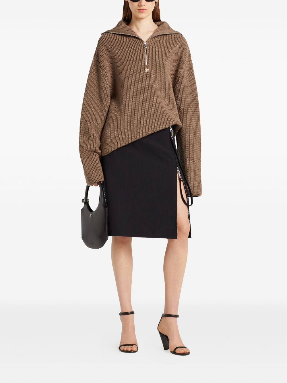 half-zip ribbed-knit sweater - 5