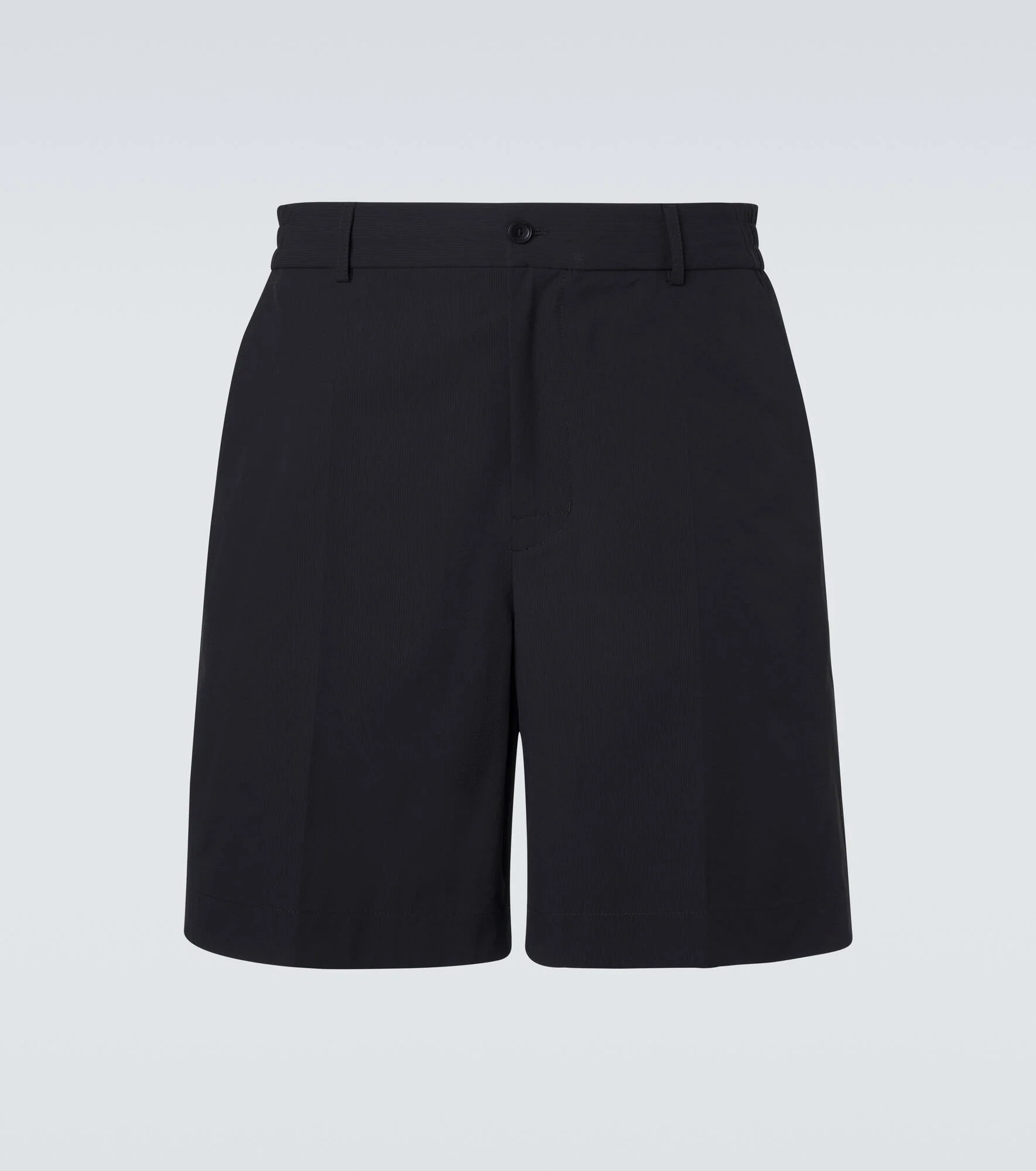 Leather-trimmed seersucker shorts - 1