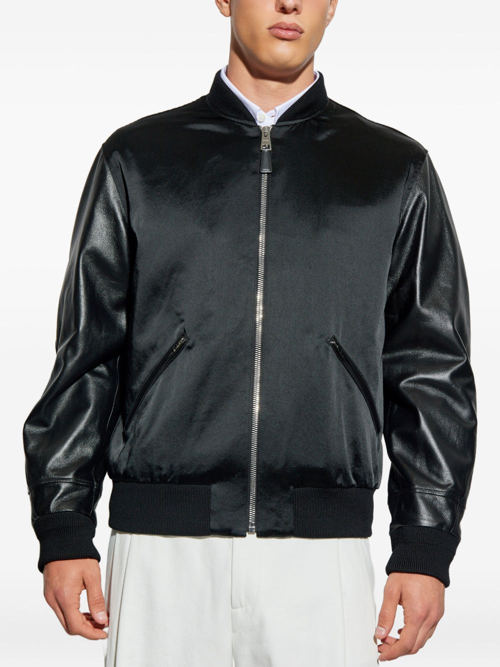logo-lettering bomber jacket - 3