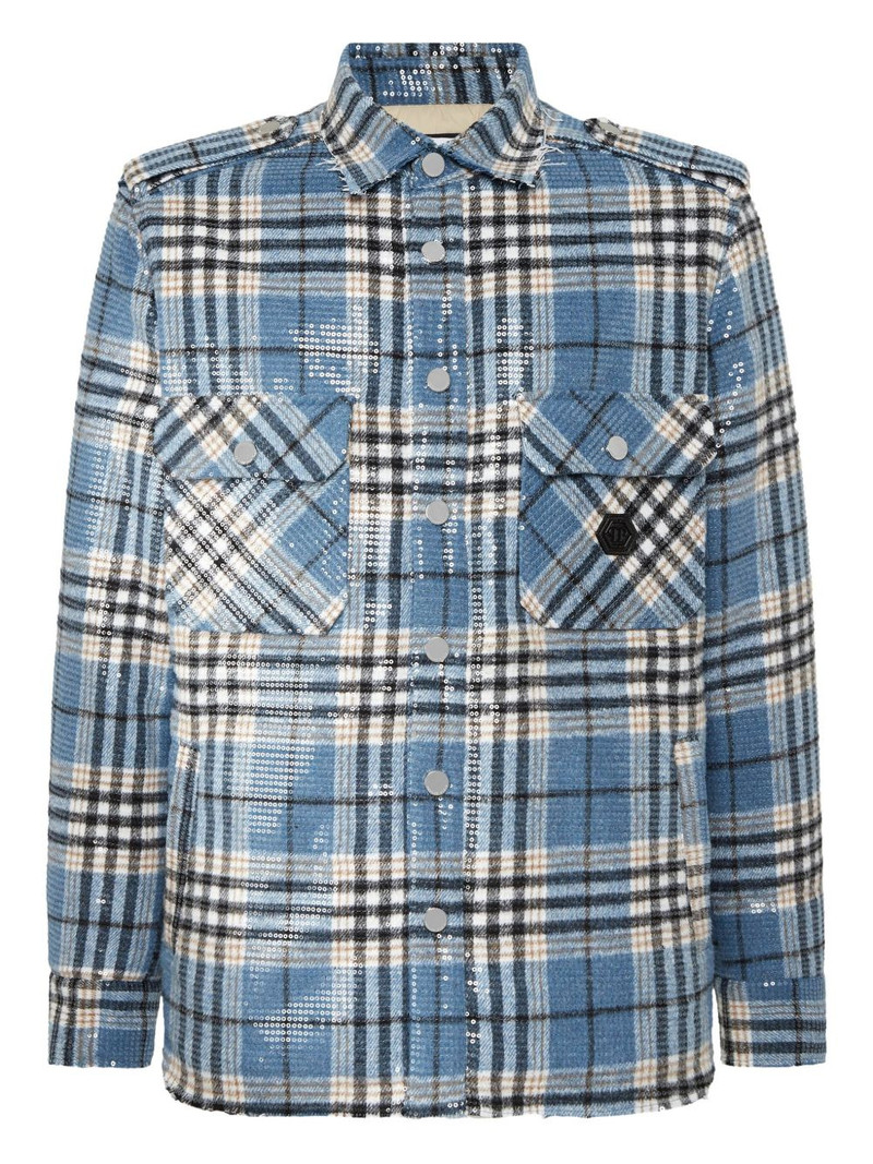 sequin-embellished plaid shirt 1