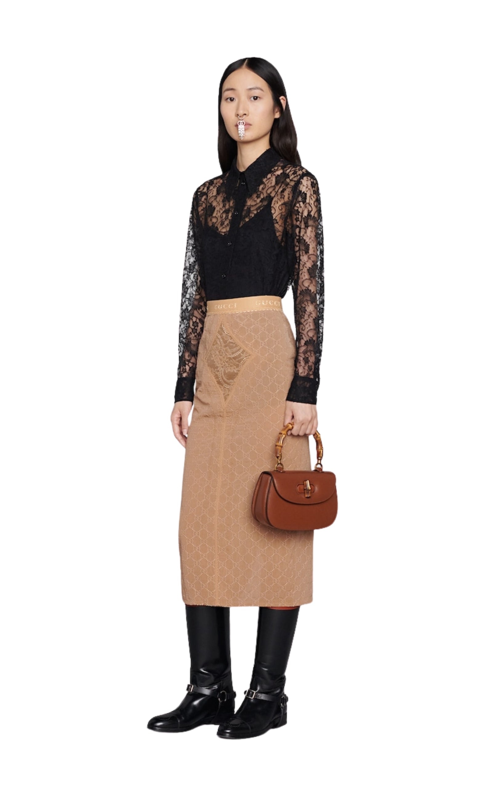 Lace Floral Print Silk Shirt - 2
