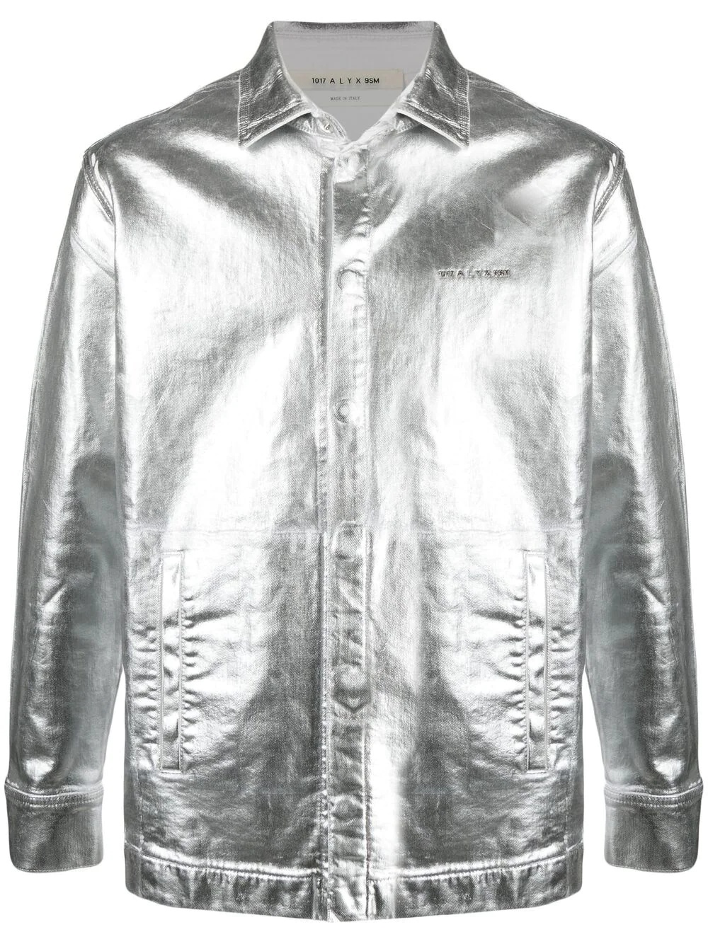 metallic logo denim jacket - 1