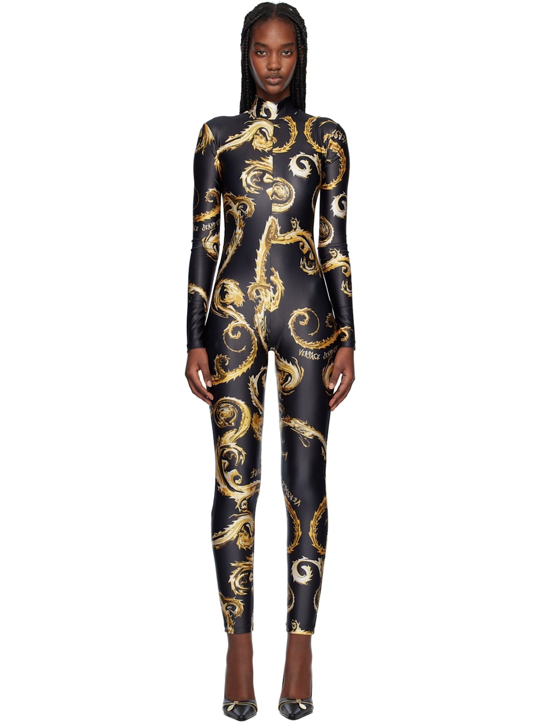 Black & Gold Chromo Couture Catsuit - 1