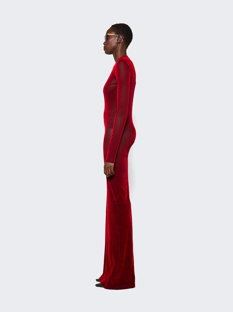 Long Sheer Mesh Dress Red 4