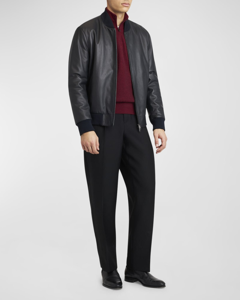Brioni Men's Classic Leather Bomber Jacket outlook
