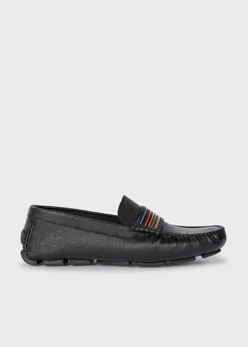 Black Leather 'Colima' Driving Loafers 1