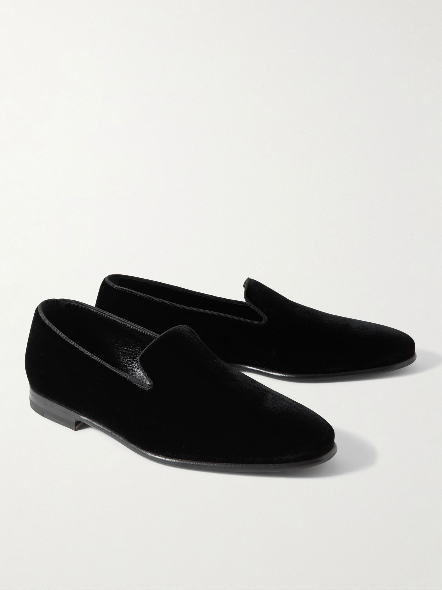 Mario Grosgrain-Trimmed Velvet Loafers Black - 3
