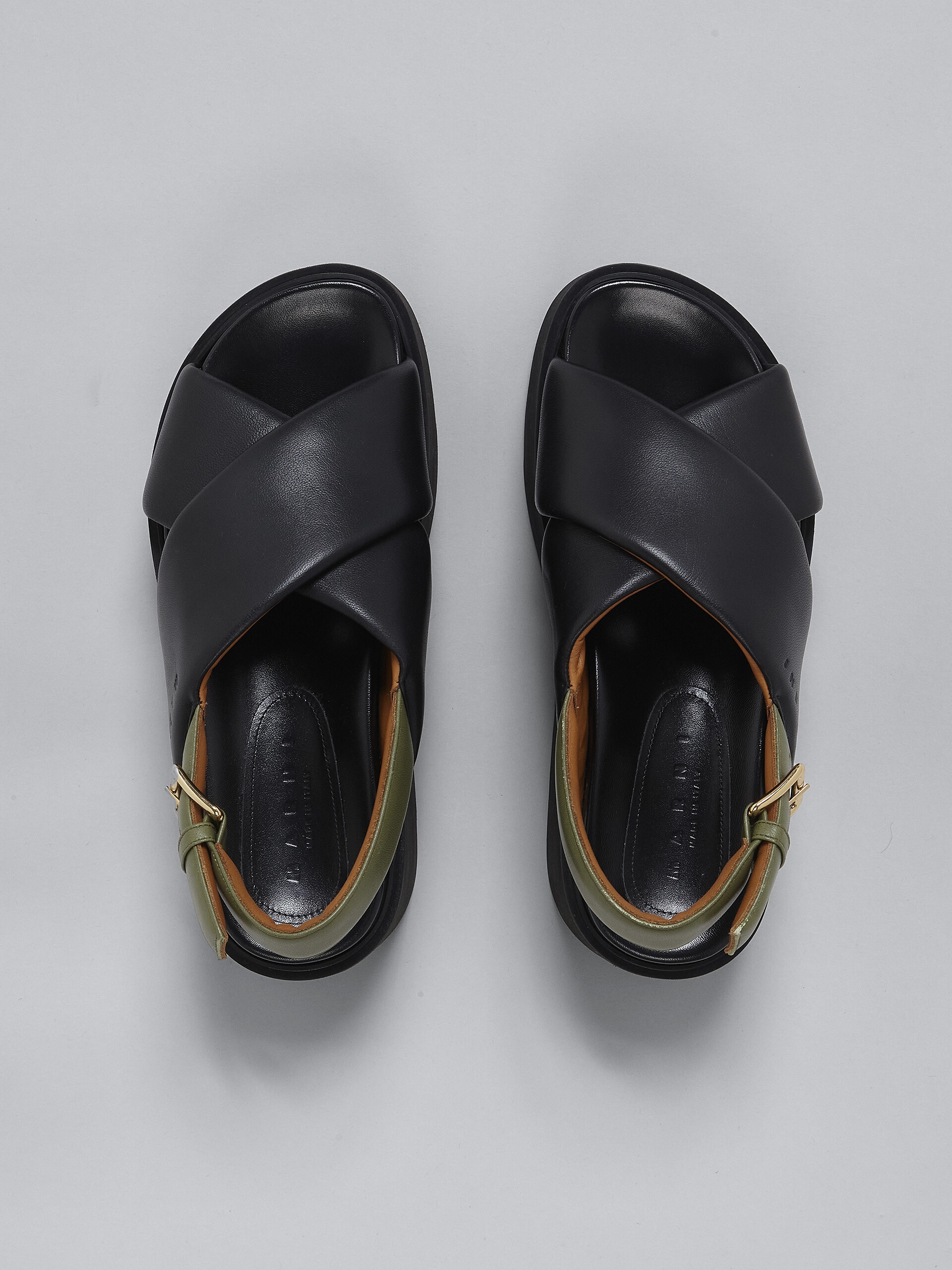 BLACK AND GREEN LEATHER WEDGE - 4