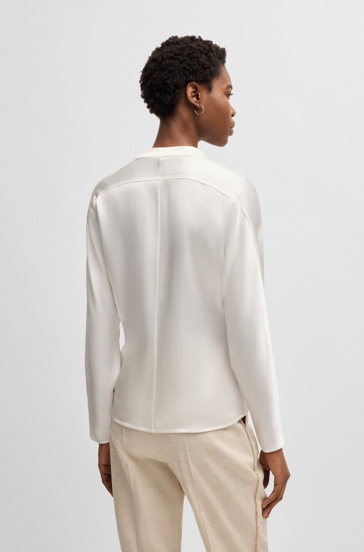 REGULAR-FIT BLOUSE WITH DRAPED NECKLINE - 5