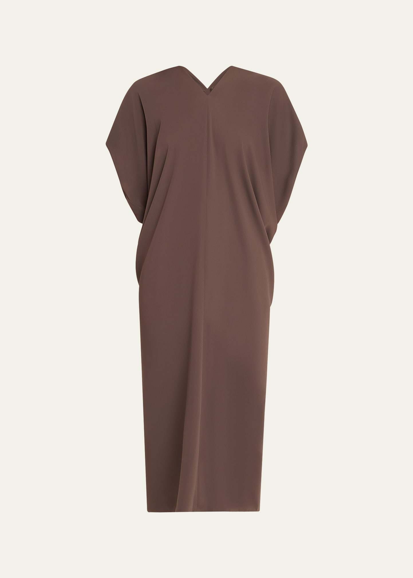 Draped V-Neck Midi Dress - 1