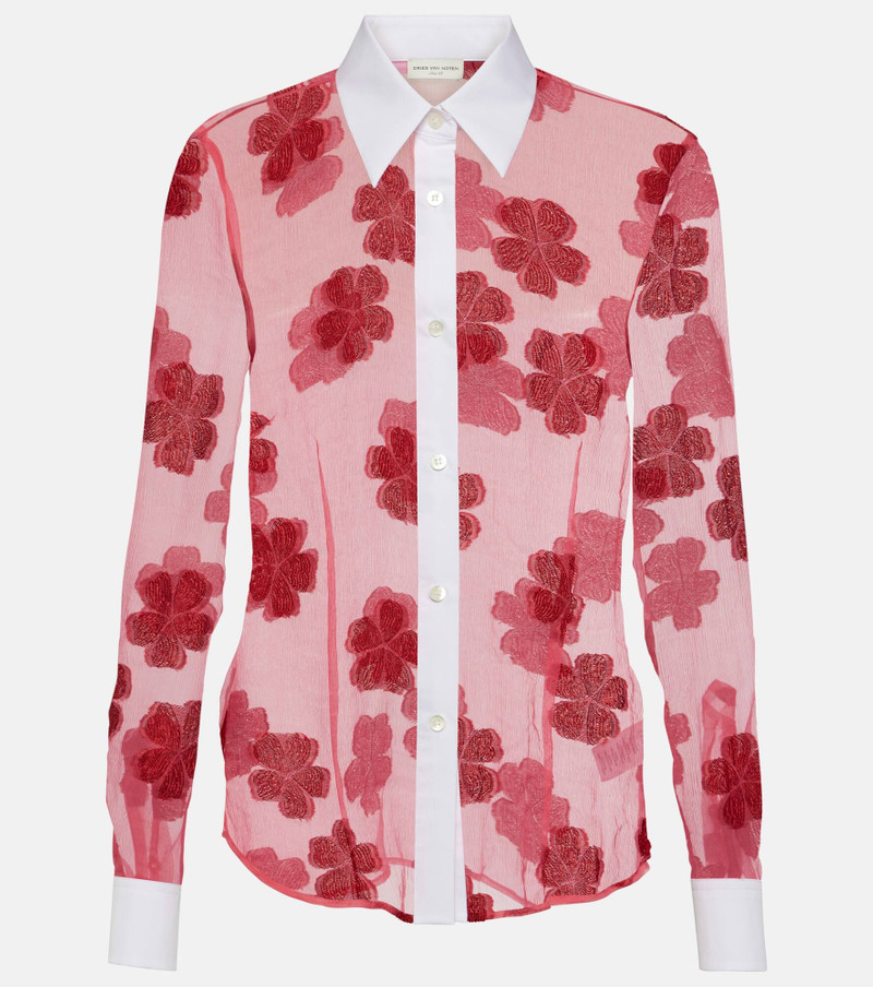 Floral cotton jacquard shirt - 1