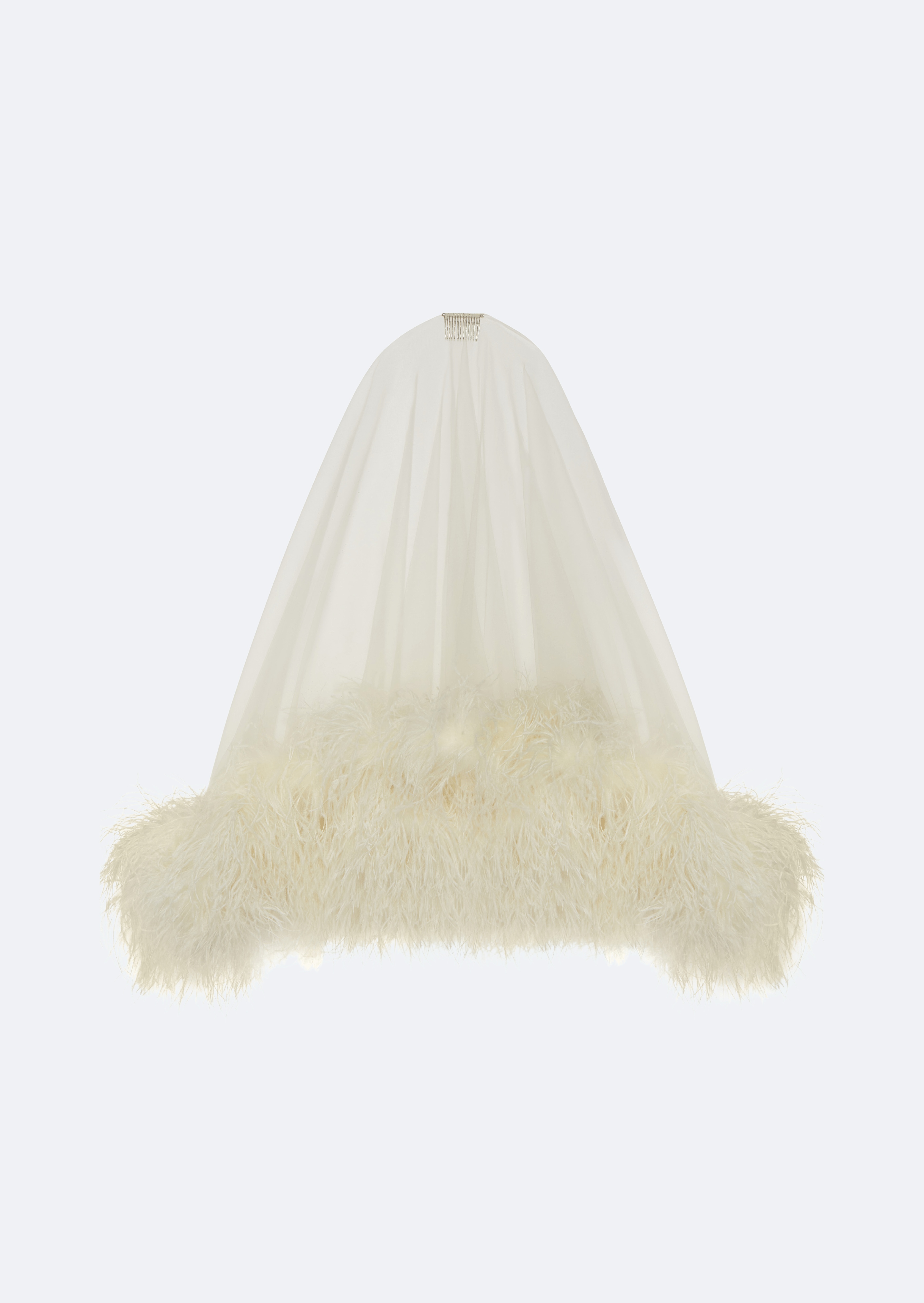 Tulle Veil With Feathers - 1