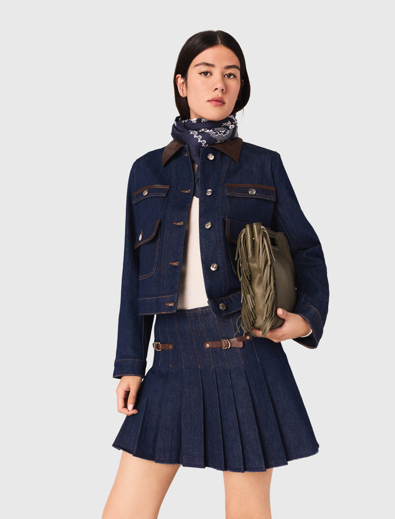Short denim skirt with lining 6