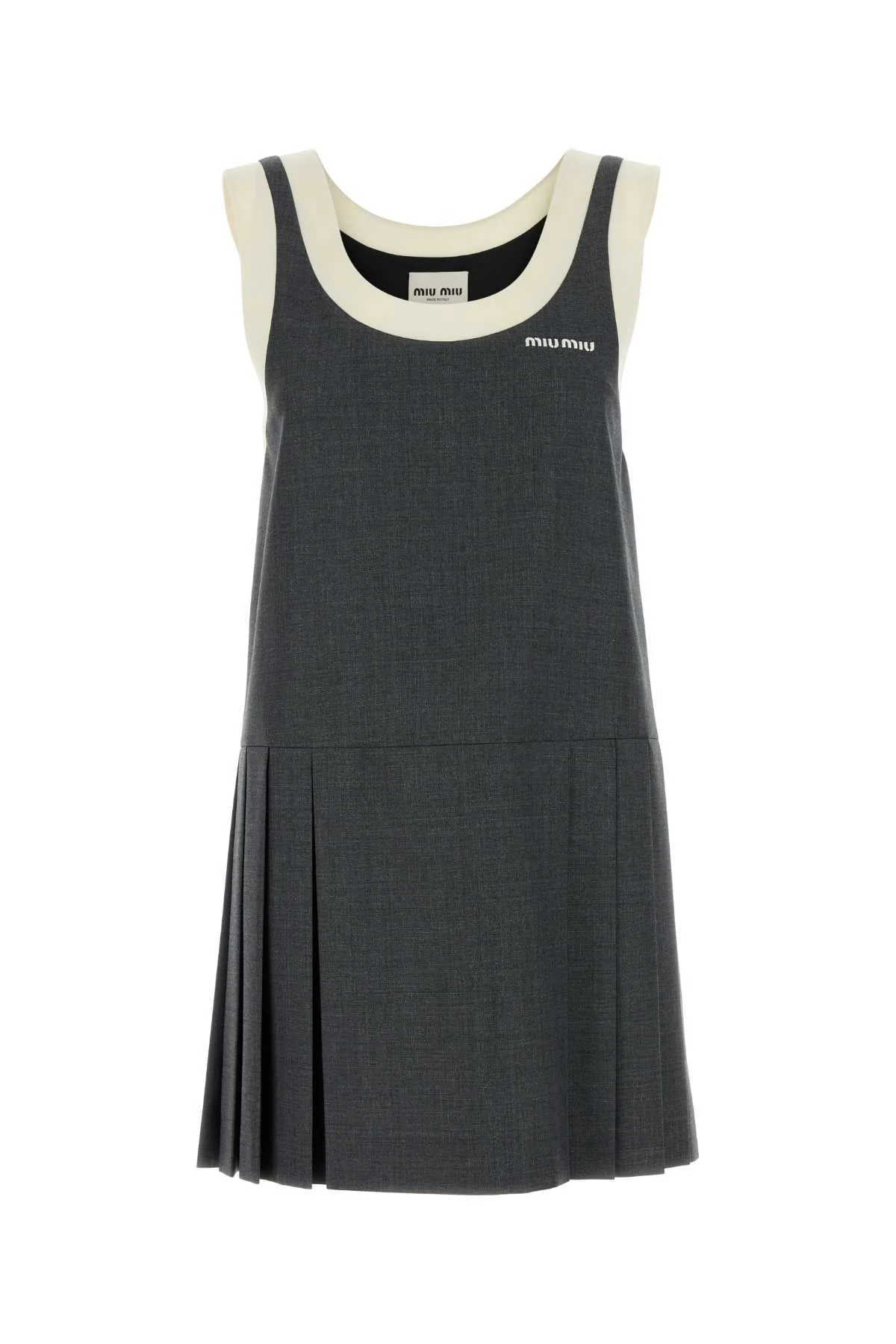 Miu Miu Women Dark Grey Wool Mini Dress - 1