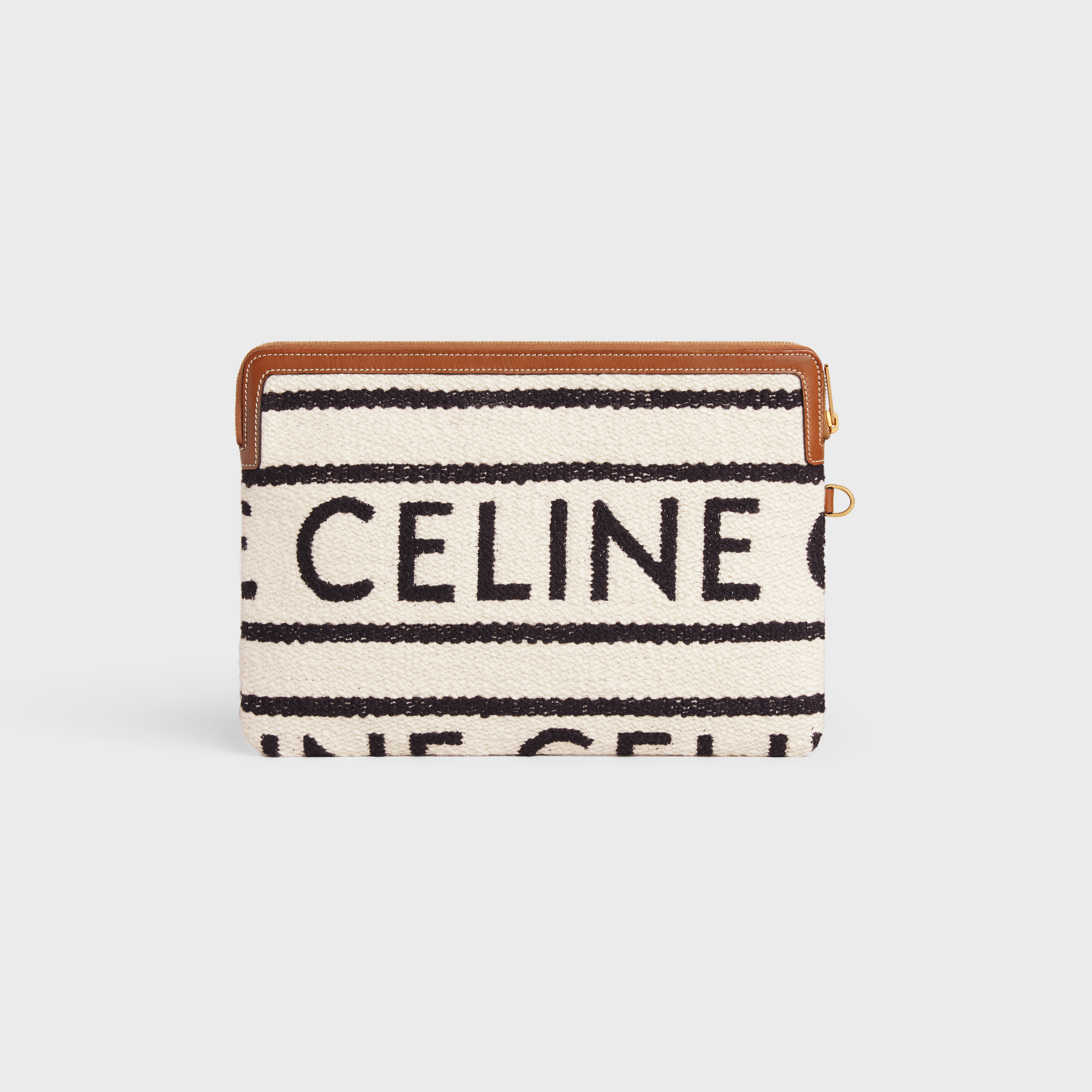 SMALL POUCH WITH STRAP in TEXTILE WITH CELINE ALL OVER AND CALFSKIN - 4